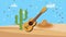 festa junina animation with guitar in desert