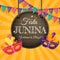 Festa Junina Background with Party Flags. Brazil June Festival Background for Greeting Card, Invitation on Holiday. Vector