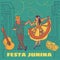 Festa Junina - Brazil holiday poster with cartoon people dancing at June party