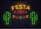 Festa Junina Brazil june festival neon holiday banner, glow greeting card. Fertility festival in Latin America. Vector