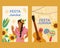 Festa Junina cards or posters set, flat vector illustration. Brazil June festival design.