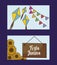 festa junina cards with sunflowers and kites