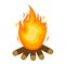 Festa Junina fire. icon flat, cartoon style. Bonfire isolated on white background. Vector illustration, clip-art.