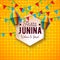 Festa Junina Illustration with Colorful Paper Lantern and Typography Letter on Yellow Checkered Background. Vector Festa