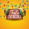 Festa Junina Illustration with Party Flags and Paper Lantern on Yellow Background. Vector Brazil June Festival Design