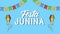 festa junina lettering animation with kites and garlands