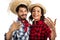 Festa Junina: party in Brazil. Brazilian couple wearing plaid sh