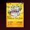 Festa Junina Party Flyer Illustration with Typography Design. Flags, Paper Lantern and Confetti on Yellow Background