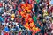 Festival Chinese Lantern young women carrying flowers parade on street