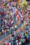 Festival Chinese Lantern young women carrying flowers parade on street