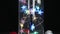Festival decorative string star lights putting on the glass vase at night. Warm lighting, vintage garland of lamps or