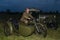 Festival of military history of Russia of XX century . Togliatti, July 7, 2017. Red army soldier on a motorcycle.