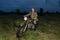 Festival of military history of Russia of XX century . Togliatti, July 7, 2017. Red army soldier on a motorcycle.