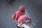 festival of the sun inti raymi male with typical clothes dancing and typical hat top view with cobblestone street