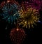 Festive abstract firework bursting in various