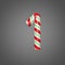 Festive alphabet number 1. Christmas font made of mint striped candy canes. 3D render on gray background.