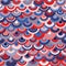 Festive american flag ribbons bunting decoration. Patriotic USA red blue white background.