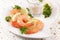 Festive appetizer, shrimp with sauce