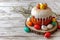 A festive arrangement of Easter cake and eggs, reflecting traditional holiday cuisine