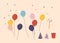 Festive Assortment Of Celebration Items, Including Colorful Balloons, Confetti, Party Hats, And Flapper, Vector Set