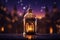 Festive background adorned with an ornate Arabic lantern for Ramadan