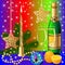 Festive background with candle by ball by orange