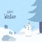 Festive background  happy winter. Winter banner with a snowman.