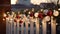 Festive balcony decoration for Christmas and New Year. Close up of Christmas decoration balls and garland of lights