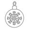 Festive ball with snowflake, doodle style flat vector outline for coloring book