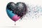 Festive balloon heart in black-pink and blue colors. Baby gender party. Generative ai