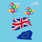 Festive balloons background with United Kingdom Flag. Brexit.