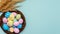 festive banner pandemic easter painted eggs blue