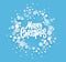 Festive blue Christmas background with paper snowflakes. Christmas Papercut background design for postcard, banner