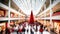 Festive Blur: Experience the Holiday Shopping Excitement at a Decorated Mall with Abstract and Blurred Imagery