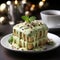 Festive Bread Pudding With Green Frosting And Sprinkles