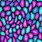 Festive Bright multi-colored seamless pattern. Pencil drawing nacreous pink, purple, turquoise and blue stones on black background