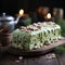 Festive Buche De Noel With Green Frosting And Pomegranate