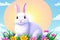 Festive Bunny in a Colorful Springtime Celebration. Generative Ai