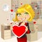 Festive business lady in office hold Valentine