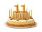 Festive cake with golden candles - Number 11