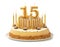 Festive cake with golden candles - Number 15