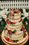 Festive cake three tiers fresh fruit celebration