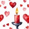 Festive candles with hearts. Illustration on a white background