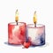 Festive candles with hearts. Illustration on a white background