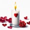 Festive candles and rosebuds. Illustration on a white background