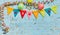 Festive carnival background with colored flags