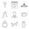 Festive ceremony icons set, outline style