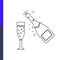 Festive champagne and glass, text, New Year 2023, year of the rabbit, icon vector