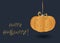 Festive chic elegant postcard. Beautiful Halloween. Golden pumpkin on a dark background