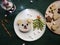 festive children's sandwich in the form of a dog on a green background